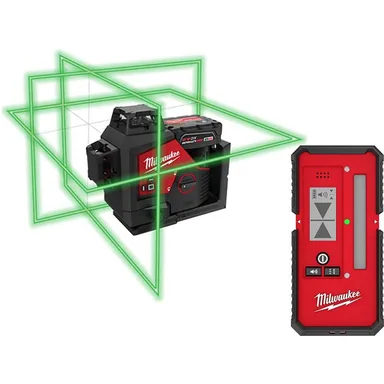 Milwaukee 3632-21-48-35-1211, bundle: M12 12-Volt Lithium-Ion Cordless Green 250 ft. 3-Plane Laser Level Kit with Laser Detector