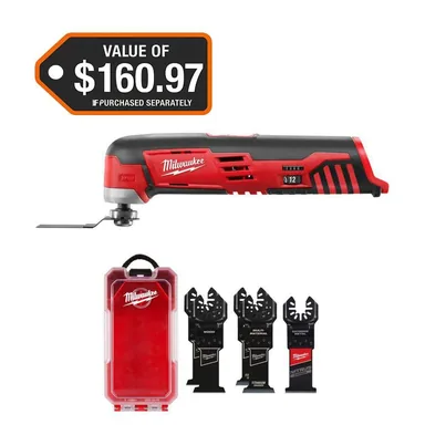 Milwaukee 2426-20-49-10-9211, bundle: M12 12V Lithium-Ion Cordless Oscillating Multi-Tool & Multi-Tool Oscillating Blade Kit (5-Piece)