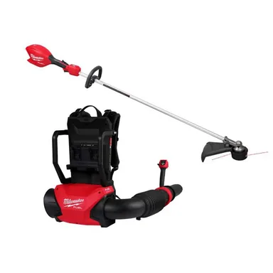 Milwaukee 3009-20-3046-20, bundle: M18 FUEL 155 MPH 650 CFM 18V Brushless Cordless Dual Battery Backpack Leaf Blower w/ Straight Shaft String Trimmer
