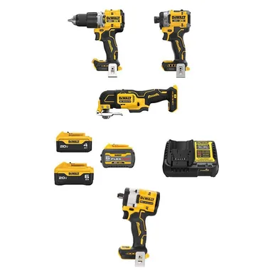DeWalt DCK316ST2M1W21B, bundle: 20V MAX Lithium-Ion Cordless Combo Kit(3-Tool) & 1/2 in. Impact Wrench w/ FLEXVOLT 6Ah,20V 6Ah & 4Ah Batteries & Charger