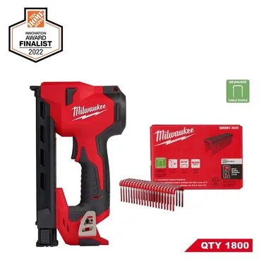 Milwaukee 2448-20-MNM1-600X3, unclassified: M12 12-Volt Cordless Cable Stapler with 1 in. Insulated Cable Staples for M12 Cable Stapler 600 Per Box (3-Pack)