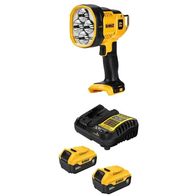 DeWalt DCL043WCB205-2C, bundle: 20-Volt MAX Lithium-Ion Cordless LED Jobsite Spotlight with (2) 5.0 Ah Batteries and Charger