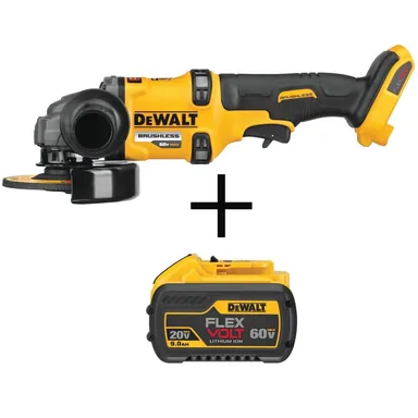DeWalt DCG418BWDCB609, bundle: FLEXVOLT 60-Volt Li-Ion MAX Cordless 4-1/2-6 in. Small Angle Grinder (Tool-Only) w/FLEXVOLT 20-V/60-V MAX Battery 9Ah