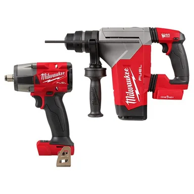 Milwaukee 2915-20-2962-20, bundle: M18 FUEL 18V Lithium-Ion Brushless Cordless 1-1/8 in. SDS-Plus Rotary Hammer with 1/2 in. Impact Wrench
