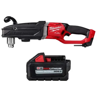 Milwaukee 2809-20-48-11-1865, bundle: M18 FUEL 18V Lithium-Ion Brushless Cordless GEN 2 SUPER HAWG 1/2 in. Right Angle Drill w/6.0 ah Battery