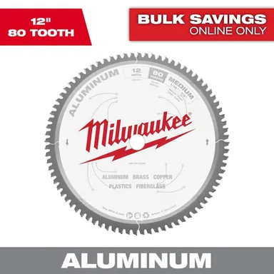 Milwaukee 48-40-4365, accessory: 12 in. x 80 Carbide Teeth Aluminum Cutting Circular Saw Blade