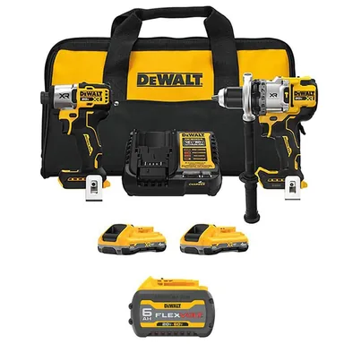 DeWalt DCK2101QQ2WB606, bundle: 20V MAX Lithium-Ion Cordless 2-Tool Combo Kit with FLEXVOLT 20V/60V MAX 6 Ah Battery, (2) 4 Ah Batteries, Charger & Bag