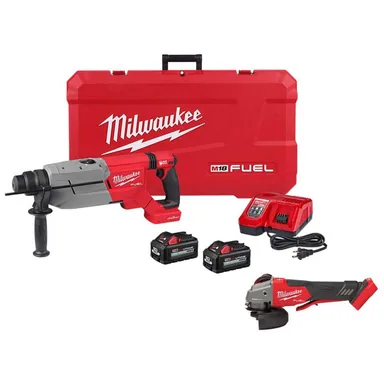 Milwaukee 2916-22-2888-20, bundle: M18 FUEL ONE-KEY 18V Lith-Ion Brushless Cordless 1-1/4 in. SDS-Plus Rotary Hammer Kit w/(2) 6.0 Ah Batteries & Grinder