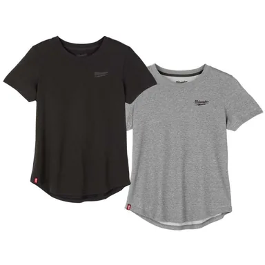 Milwaukee F452B-2X-F452G-2X, bundle: Women's 2X-Large Black & Gray FREEFLEX Short Sleeve Hybrid Work T-Shirt (2-Pack)