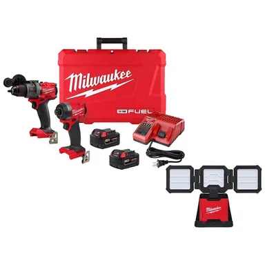 Milwaukee 3697-22-2368-20, bundle: M18 FUEL 18V Lith-Ion Brushless Cordless Hammer Drill/Impact Driver Combo Kit (2-Tool) w/2 Batteries & M18 Flood Light