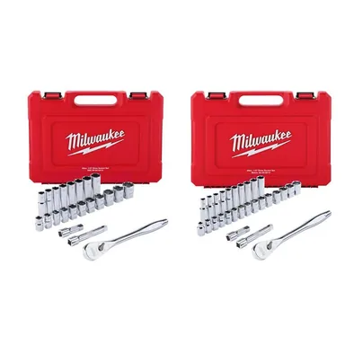 Milwaukee 48-22-9410-48-22-9510, bundle: 1/2 in. Drive SAE/Metric Ratchet and Socket Mechanics Tool Set (50-Piece)