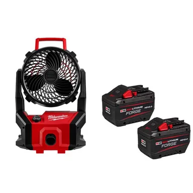 Milwaukee 0818-20-48-11-1813-48-11-1813, bundle: M18 18-Volt Lithium-Ion Brushless Cordless PACKOUT Jobsite Fan w/ (2) FORGE HD 12.0 Ah Batteries