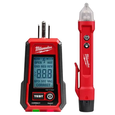 Milwaukee 3211-20, bare tool: Digital GFCI Receptacle Tester and Voltage Detector w/ LED
