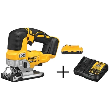 DeWalt DCS334BW230C, bundle: 20V MAX XR Cordless Brushless Jigsaw, (1) 20V MAX Compact Lithium-Ion 3.0Ah Battery, and 12V-20V MAX Charger