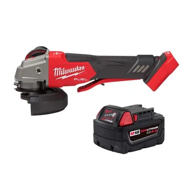 Milwaukee 2888-20-48-11-1850, bundle: M18 FUEL 18V Lith-Ion Brushless Cordless 4-1/2 in. /5 in. Grinder w/ Variable Speed & Paddle Switch w/ 5.0 Ah Battery