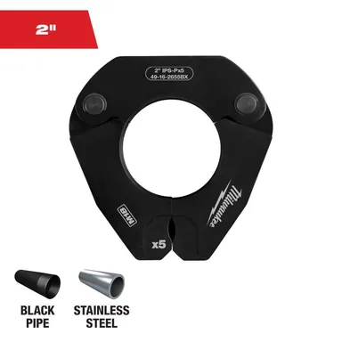 Milwaukee 49-16-2655BX, accessory: 2 in. IPS-P Pivoting Press Ring for M18 FORCE LOGIC Press Tools (photograph from the Home Depot listing)