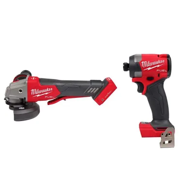 Milwaukee 2882-20-2953-20, bundle: M18 FUEL 18V Lith-Ion Brushless Cordless 4-1/2 in. /5 in. Braking Grinder w/ Paddle Switch & 1/4 in. Impact Driver