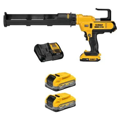 DeWalt DCE570D1WP320-2, bundle: 20V Max Cordless 29 oz. / 600 ml Caulk Gun with 20V 2. 0Ah Battery, (2) Powerstack 3.5 Ah Batteries and Charger
