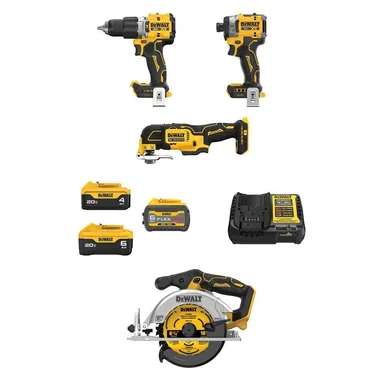 DeWalt DCK316ST2M1W65B, bundle: 20V MAX Lithium-Ion Cordless Combo Kit (3-Tool) & 6-1/2 in. Circ Saw w/ FLEXVOLT 6Ah, 20V 6Ah & 4Ah Batteries & Charger