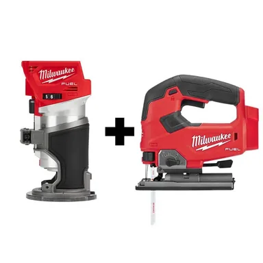 Milwaukee 2723-20-2737-20, bundle: M18 FUEL 18V Lithium-Ion Brushless Cordless Compact Router and Jig Saw 2-Tool Set (Tool-Only)