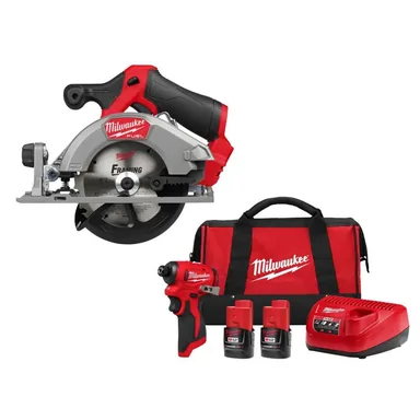 Milwaukee 2521-20-3450-22, bundle: M12 FUEL 12V Lithium-Ion Brushless 5-3/8 in. Cordless Circular Saw, & Impact Driver Kit