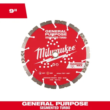 Milwaukee 49-93-9009, accessory: 9 in. DIAMOND MAX General Purpose Segmented Rim Turbo Diamond Blade