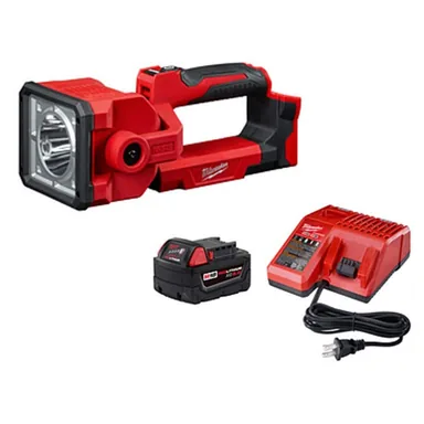 Milwaukee 2354-20-48-59-1850, bundle: M18 18-Volt 1250-Lumens Lithium-Ion Cordless Search Light with 5.0ah Starter Kit