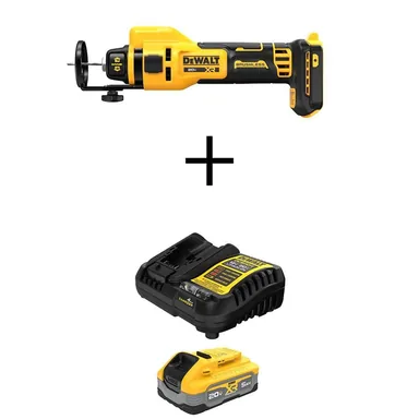 DeWalt DCE555BWCBP520C, bundle: 20-Volt MAX XR Lithium-Ion Cordless Rotary Drywall Cut-Out Tool with Powerstack 5.0 Ah Battery and Charger