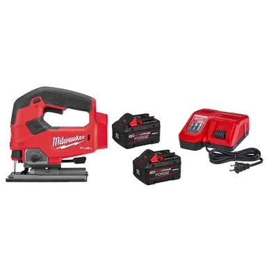 Milwaukee 2737-20-48-59-1881F, bundle: M18 FUEL 18V Lithium-Ion Brushless Cordless Jig Saw w/ (2) FORGE 8.0 Ah Batteries & Charger