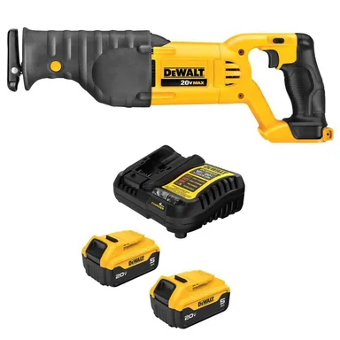 DeWalt DCS380BWB205-2C, bundle: 20-Volt MAX Lithium-Ion Cordless Reciprocating Saw with (2) 20-Volt MAX Lithium-Ion 5.0 Ah Batteries and Charger