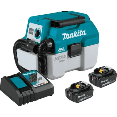 Makita XCV11T, kit: Makita XCV11T 18V LXT Lithium-Ion Brushless Cordless 2 Gallon HEPA Filter Portable Wet/Dry Dust Extractor/Vacuum Kit (5.0Ah)