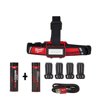 Milwaukee 2115-21-48-11-2131, bundle: 600 Lumens LED REDLITHIUM USB Low-Profile Hard Hat Headlamp with Bonus USB 3.0 Ah Battery