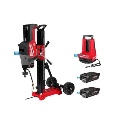 Milwaukee MXF302-2HD, kit: MX FUEL Lithium-Ion Core Drill Rig Kit with (2) FORGE HD12.0 Batteries and (1) MX FUEL Super Charger and Stand