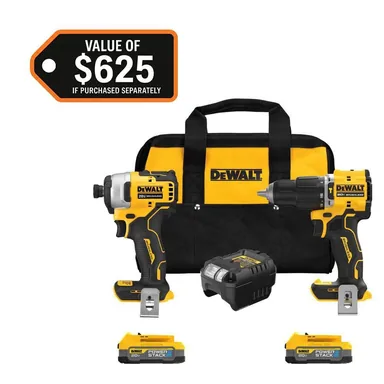 DeWalt DCK226E2, bundle: 20V MAX Lithium-Ion Cordless 2-Tool Combo Kit with (2) POWERSTACK 1.7Ah Batteries and Charger (photograph from the Home Depot listing)