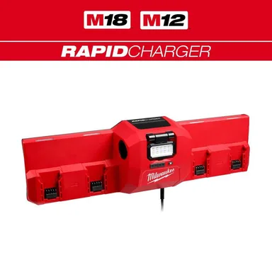 Milwaukee 48-59-1804, accessory: M18 and M12 Lithium-Ion Gangbox 4-Port Rapid Charger (photograph from the Home Depot listing)