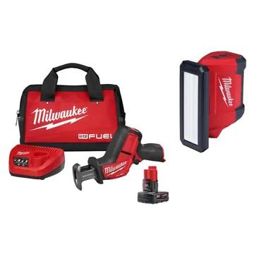 Milwaukee 2520-21XC-2367-20, bundle: M12 FUEL 12V Lithium-Ion Brushless Cordless HACKZALL Reciprocating Saw Kit w/ One 4. 0Ah Batteries Charger, Bag, &Light
