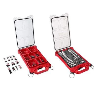 Milwaukee 48-22-9482-48-32-4082, bundle: 3/8 in. Drive Metric Ratchet and Socket Mechanics Tool Set and SHOCKWAVE Driver Bit Set with PACKOUT Cases (132-Piece)