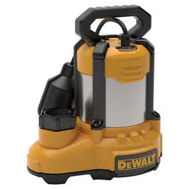 DeWalt DXWP62381, standalone tool: 1/3 HP. Stainless Steel/Cast Iron Submersible Sump Pump, Tethered Switch