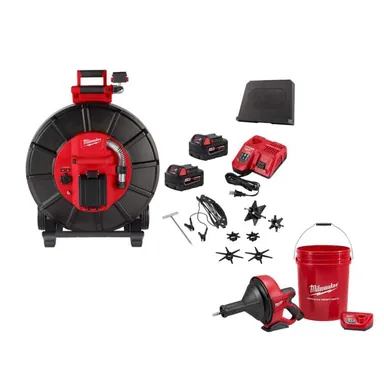 Milwaukee 3976-22-2571-21, bundle: M18 18-Volt Lithium-Ion Cordless 325 ft. Stiff Modular Pipeline Sewer Camera System Kit with M12 Drain Snake Auger Kit