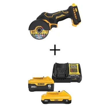 DeWalt DCS438BWCB2460C, bundle: 20V XR Cordless 3 in. Cut-Off Tool with 20V MAX XR Premium Lithium-Ion 6.0Ah and 4.0Ah Batteries