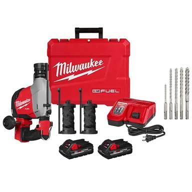 Milwaukee 3311-22-48-20-7498, bundle: M18 FUEL 18-Volt Lith-Ion Brushless Cordless 5/8 in. SDS-Plus Overhead Rotary Hammer w/ Drill Bit Kit