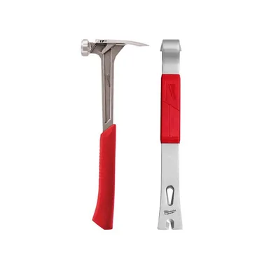 Milwaukee 48-22-9017-48-22-9035, bundle: 17 oz. Smooth Face Framing Hammer with 15 in. Pry Bar