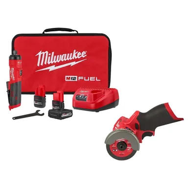 Milwaukee 3486-22-2522-20, bundle: M12 FUEL 12V Lithium-Ion Brushless Cordless 1/4 in. Straight Die Grinder & M12 Cut Off Saw
