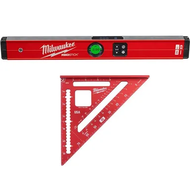 Milwaukee MLDIG24-MLSQ070, bundle: 24 in. REDSTICK Digital Box Level with Pin-Point Measurement Technology and 7 in. Rafter Square