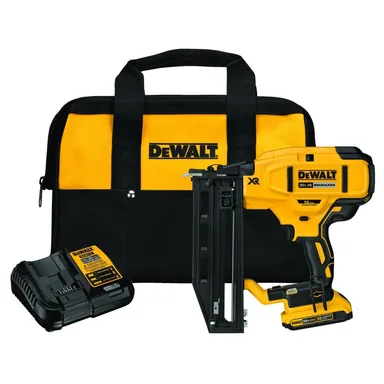 DeWalt DCN662D1, kit: 20V MAX XR Lithium-Ion 16-Gauge Cordless Finish Nailer Kit with 2.0Ah Battery, Charger and Kit Bag