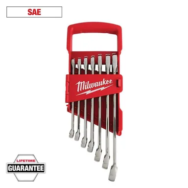 Milwaukee 48-22-9407, unpowered: Combination SAE Wrench Mechanics Tool Set (7-Piece)