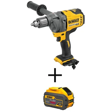 DeWalt DCD130BW609, bundle: FLEXVOLT 60V MAX Cordless Brushless 1/2 in. Concrete Mud Mixer/Drill with E-Clutch and (1) FLEXVOLT 9.0Ah Battery