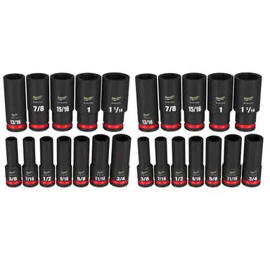 Milwaukee 49-66-7011-49-66-7011, bundle: SHOCKWAVE 1/2 in. Drive SAE Deep Well Impact Socket Set (24-Piece)
