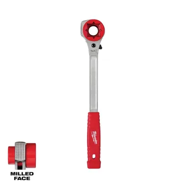 Milwaukee 48-22-9213M, unpowered: Lineman's High Leverage Ratcheting Wrench with Milled Strike Face (photograph from the Home Depot listing)
