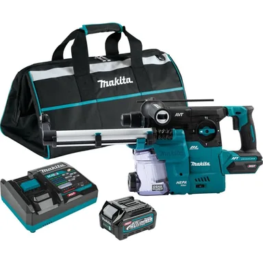 Makita GRH08M1W, kit: Makita GRH08M1W 40V max XGT Brushless Cordless 1-3/16" SDS-PLUS AVT Rotary Hammer Kit w/Dust Extractor, AFT, AWS Capable (4.0Ah)